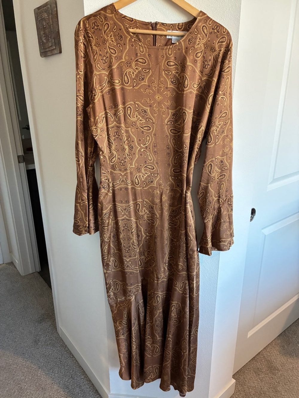 Never Fully Dressed Brown Paisley Long Sleeve Dress - Picture 2 of 16